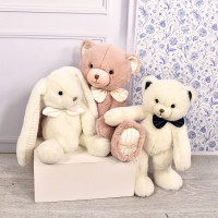 Doudou Histoire d´Ours Plyšový medvedík s tmavomodrým motýlikom 30 cm
