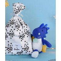 Doudou Darčeková sada - Plyšový dinosaurus s dečkou 25 cm modrý