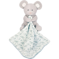 Doudou Darčeková sada - Plyšová myška s dečkou z BIO bavlny 15 cm zeleno-biela