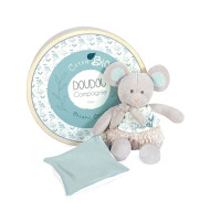 Doudou Darčeková sada - Plyšová myška s dečkou z BIO bavlny 22 cm