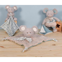 Doudou Darčeková sada - Plyšová myška s dečkou z BIO bavlny 22 cm