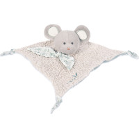 Doudou Darčeková sada - Plyšová myška so štvorcovou dečkou z BIO bavlny 25 cm