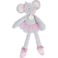 Doudou Darčeková sada - Plyšová hračka myška šedá balerína 30 cm