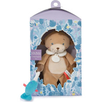 Doudou Darčeková sada - plyšová hračka medvedík s rybičkou 27 cm