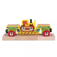 Bigjigs Rail Vagon s buldozérom + 2 koľaje