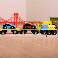 Bigjigs Rail Nákladný vlak s autami a koľajami