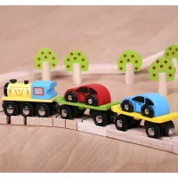 Bigjigs Rail Nákladný vlak s autami a koľajami