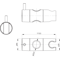 Sapho Držiak pre sprchovú tyč 23mm, ABS/chróm NDKJ139