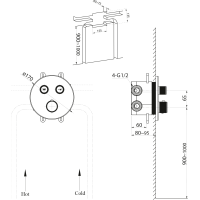 Sapho SMARTSELECT podomietková sprchová termostatická batéria, box, 2 výstupy, čierna mat RP032B