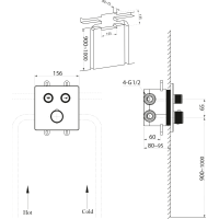 Sapho SMARTSELECT podomietková sprchová termostatická batéria, box, 2 výstupy, čierna mat RP042B