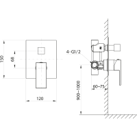 Sapho CUBEMIX podomietková sprchová batéria, 2 výstupy, čierna mat CM042B