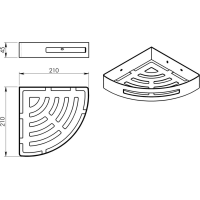 Gedy SMART rohová polica do sprchy, 210x45x210mm, zlato mat 247988