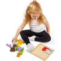 Bigjigs Toys Drevené kocky puzzle so zvieratkami safari