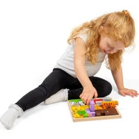 Bigjigs Toys Drevené kocky puzzle so zvieratkami safari