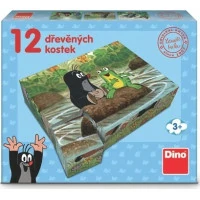 Dino Drevené kocky Krtko a zvieratká 12 ks