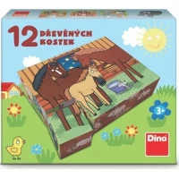Dino Drevené kocky Domáce zvieratká 12 ks