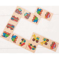 Bigjigs Toys Drevené domino dopravné prostriedky