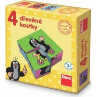 Dino Drevené obrázkové kocky Krtko - 4 kocky