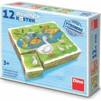 Dino Drevené obrázkové kocky Na farme 12 kociek