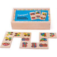 Bigjigs Toys Drevené domino dopravné prostriedky