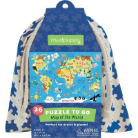Mudpuppy Puzzle mapa sveta 36 dielikov