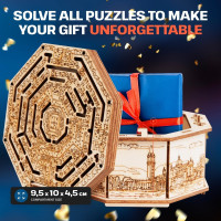 EscapeWelt 3D Drevená skladačka Secret Maze Box zložená