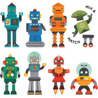 Petitcollage Magnetická hra Roboti - poškodená kovová krabička