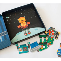 Petitcollage Magnetická hra Roboti - poškodená kovová krabička