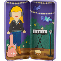 Petitcollage Magnetické puzzle Muzikantka - poškodená kovová krabička