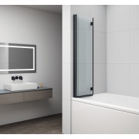 Polysan ROTA BLACK vaňová zástena skladacia 1200mm, číre sklo FB120