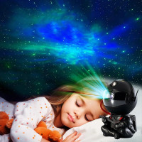 Nočná LED lampička/projektor s diaľkovým ovládačom UNIVERSE - čierna