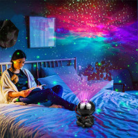 Nočná LED lampička/projektor s diaľkovým ovládačom UNIVERSE - čierna