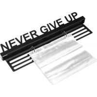 Kovový vešiak na medaily a štartové čísla NEVER GIVE UP - čierny