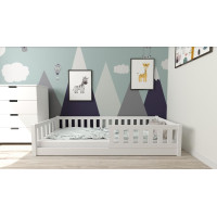 Detská Montessori posteľ z masívu borovice LULU 200x90 cm - biela