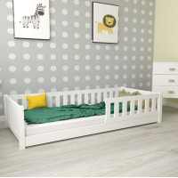 Detská Montessori posteľ z masívu borovice LULU 200x90 cm - biela