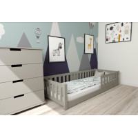 Detská Montessori posteľ z masívu borovice LULU 200x90 cm - šedá
