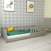 Detská Montessori posteľ z masívu borovice LULU 200x90 cm - šedá