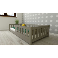 Detská Montessori posteľ z masívu borovice LULU 200x90 cm - šedá