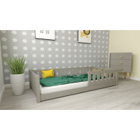 Detská Montessori posteľ z masívu borovice LULU 200x90 cm - šedá