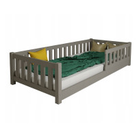 Detská Montessori posteľ z masívu borovice LULU 200x90 cm - šedá
