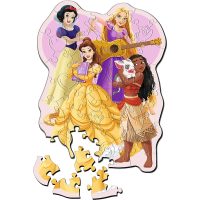 TREFL Drevené obrysové puzzle Disney: Krásne princezné 50 dielikov