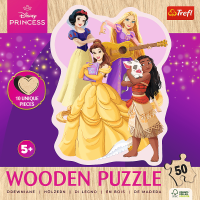 TREFL Drevené obrysové puzzle Disney: Krásne princezné 50 dielikov