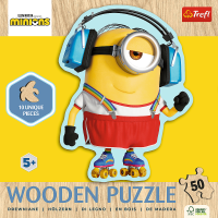 TREFL Drevené obrysové puzzle Mimoni: Šialený Mimoň 50 dielikov