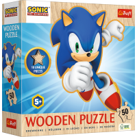 TREFL Drevené obrysové puzzle Sonic: Veselý Sonic 50 dielikov