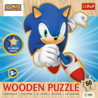 TREFL Drevené obrysové puzzle Sonic: Veselý Sonic 50 dielikov