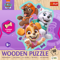 TREFL Drevené obrysové puzzle Tlapková patrola: Veselé šteňatá 50 dielikov