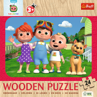 TREFL Drevené puzzle Cocomelon: Veselý Cocomelon 24 dielikov