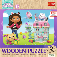 TREFL Drevené puzzle Gábinin kúzelný domček: Veselá Gábi a jej priatelia 24 dielikov
