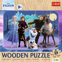 TREFL Drevené puzzle Ľadové kráľovstvo: Úžasné kráľovstvo 24 dielikov