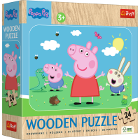 TREFL Drevené puzzle Prasiatko Peppa: Zoznámte sa s roztomilou Peppou 24 dielikov